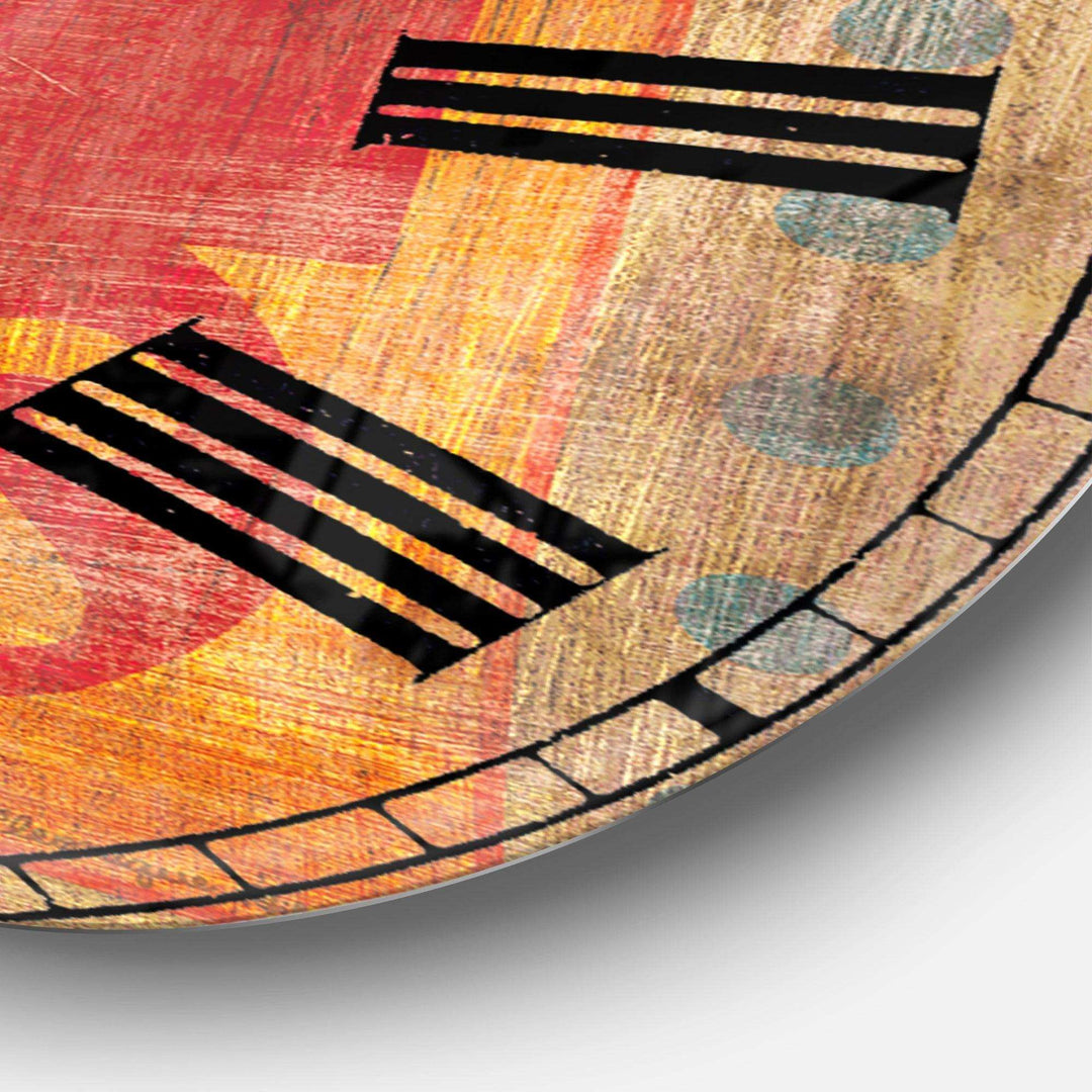 Moroccan Orange Tiles Collage II - Abstract Metal Wall Clock