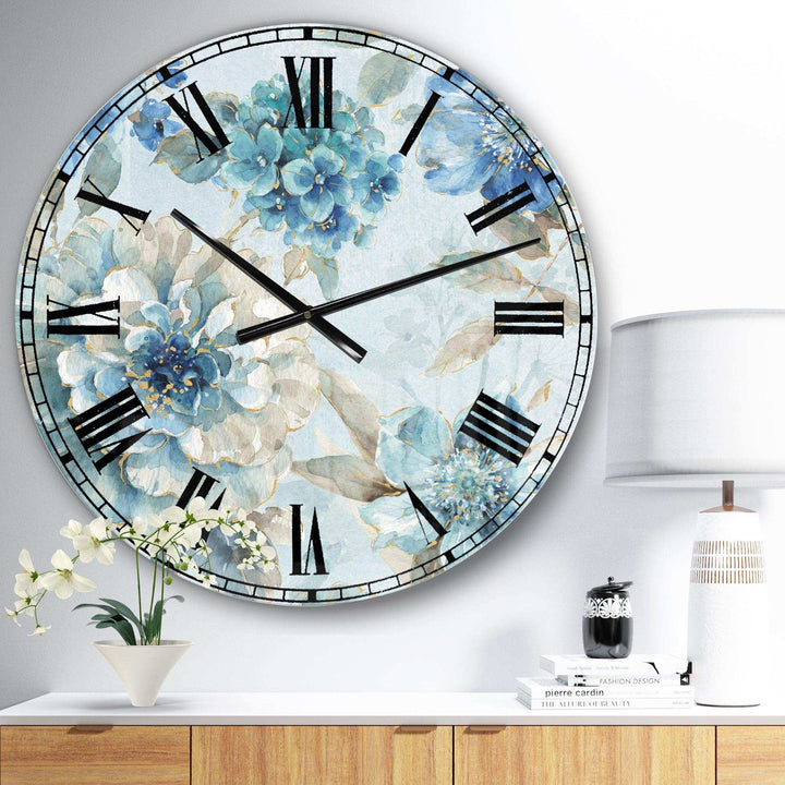 Indigold Watercolor Lovely bird IV - Floral Metal Wall Clock