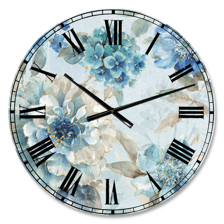 Indigold Watercolor Lovely bird IV - Floral Metal Wall Clock