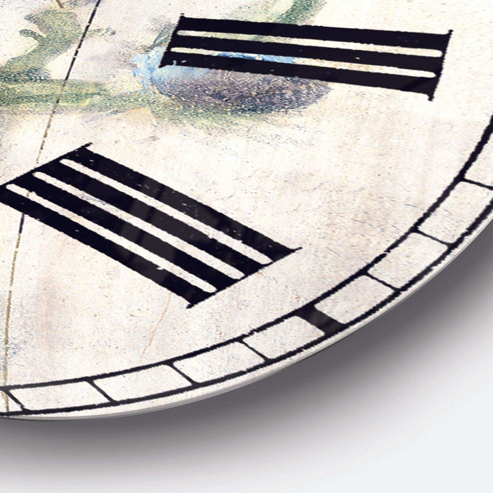 Blossoms on Birch Cottage Bouquet II - Floral Metal Wall Clock