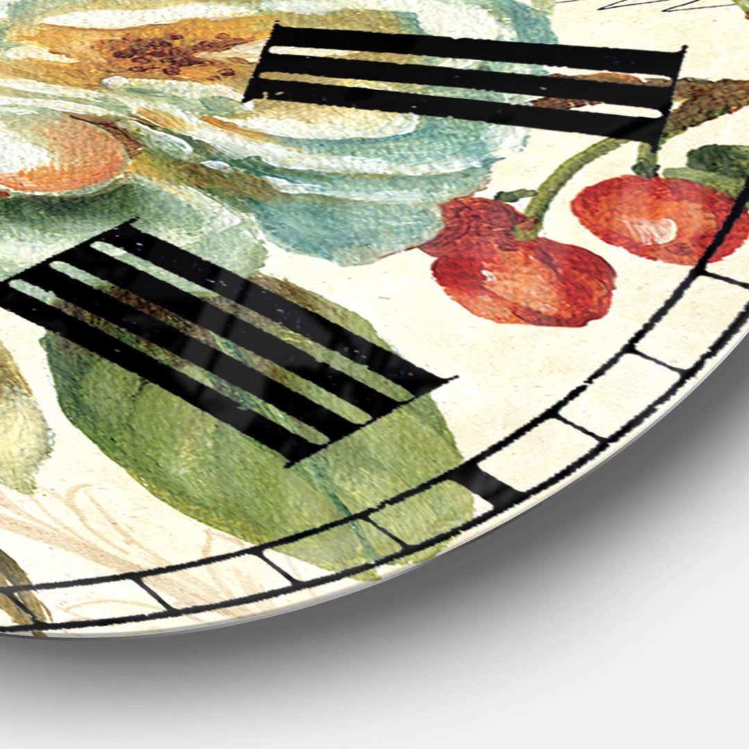 Blue Cottage Bird, Birdcage and Apple Blossoms I - Animals Metal Wall Clock