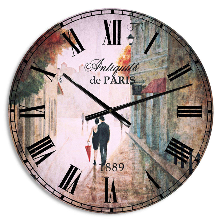 Paris Romance Couples II - Cityscapes Metal Wall Clock