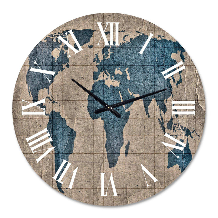 Ancient Map of The World I - Map Metal Wall Clock