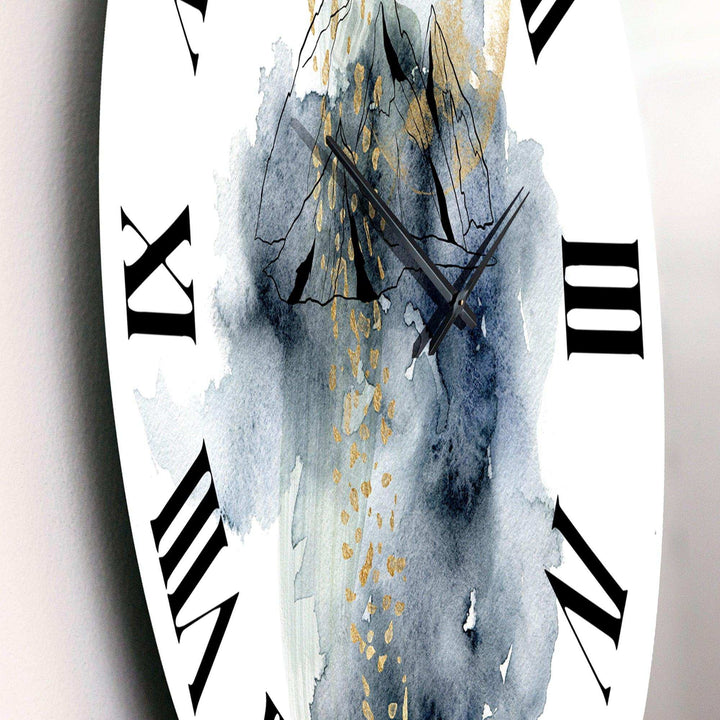 Minimalistic Landscape of Mountains With Moon - Abstract Metal Wall Clock