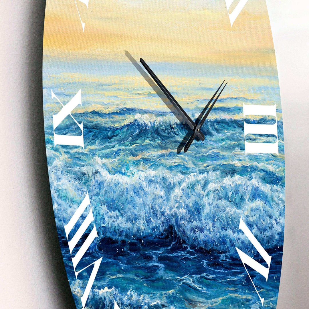 Ocean Waves At Dawn - Beach Metal Wall Clock