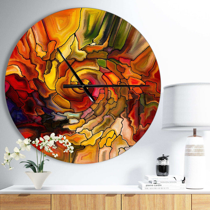Illusions of Stained Glass - Abstract Metal Wall Clock