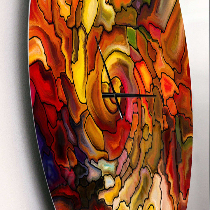 Illusions of Stained Glass - Abstract Metal Wall Clock