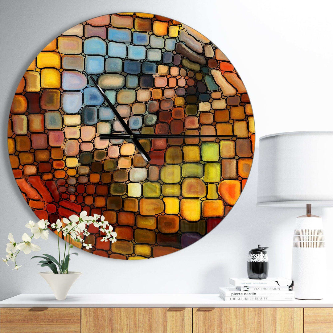 Dreaming of Stained Glass - Abstract Metal Wall Clock