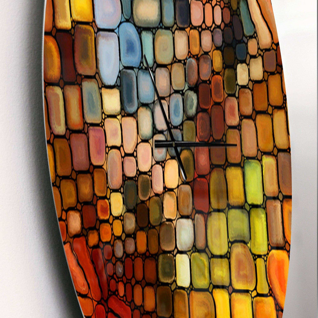 Dreaming of Stained Glass - Abstract Metal Wall Clock