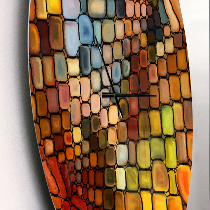 Dreaming of Stained Glass - Abstract Metal Wall Clock