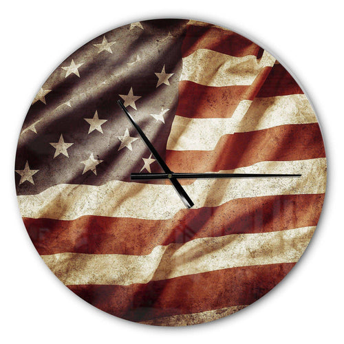American Flag - Map Metal Wall Clock