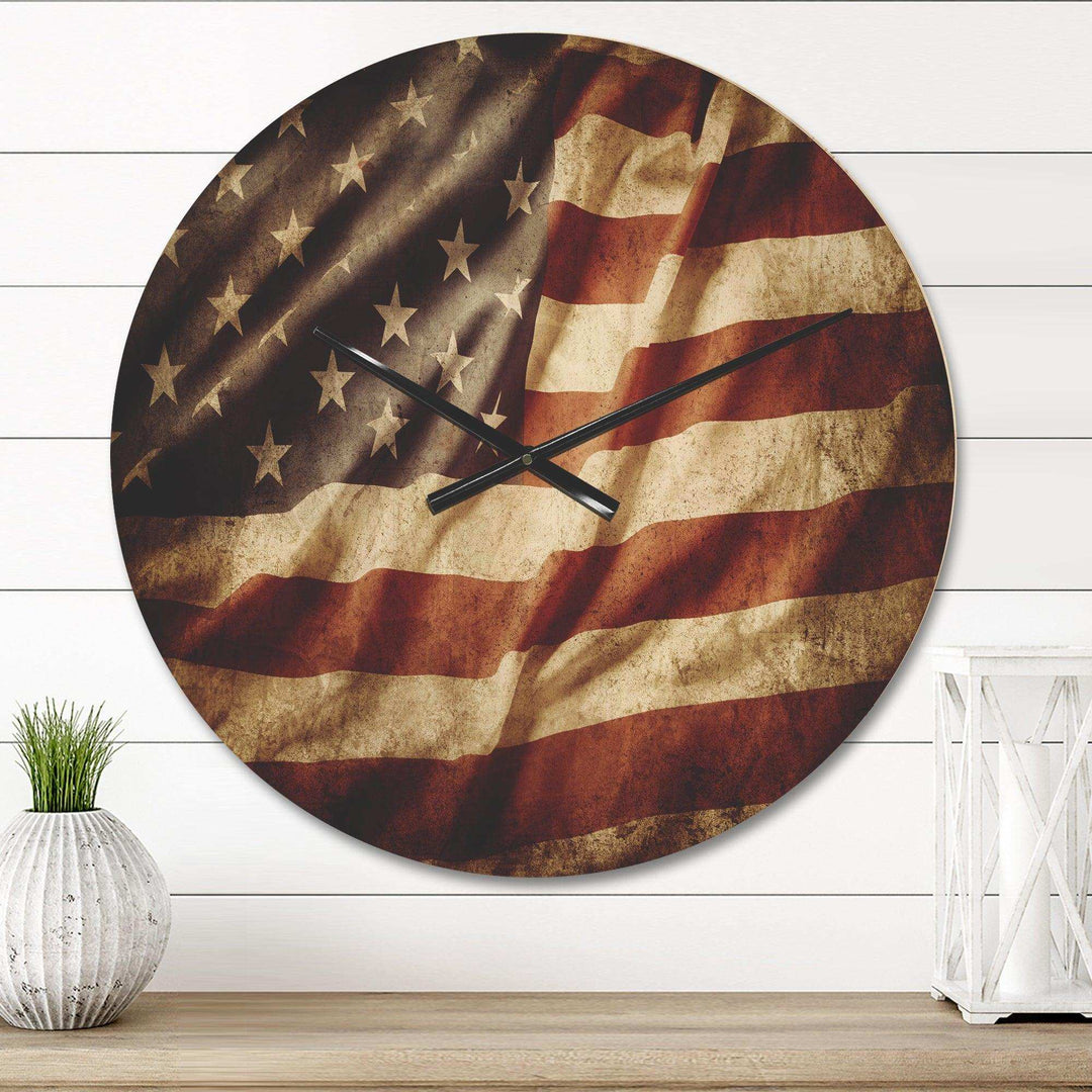 American Flag - Map Metal Wall Clock
