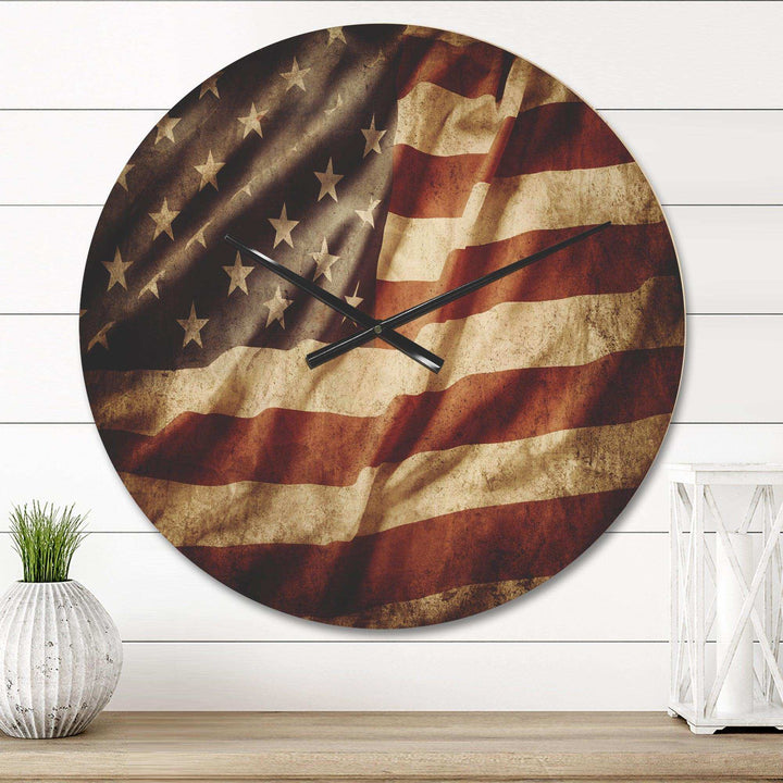 American Flag - Map Metal Wall Clock