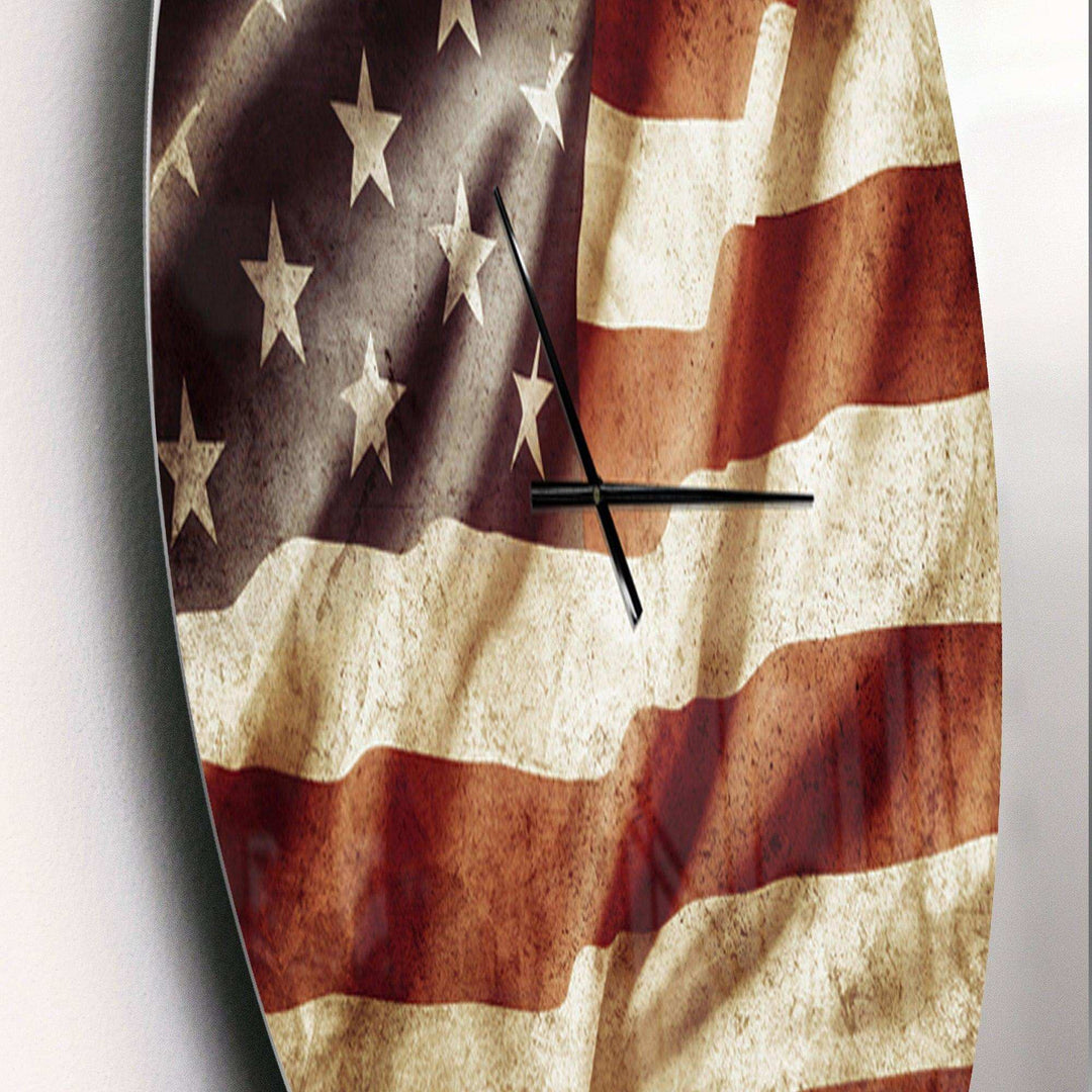 American Flag - Map Metal Wall Clock