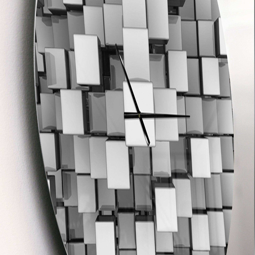 Black and Grey Cubes - Abstract Metal Wall Clock