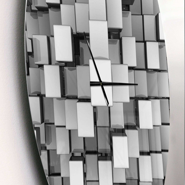 Black and Grey Cubes - Abstract Metal Wall Clock