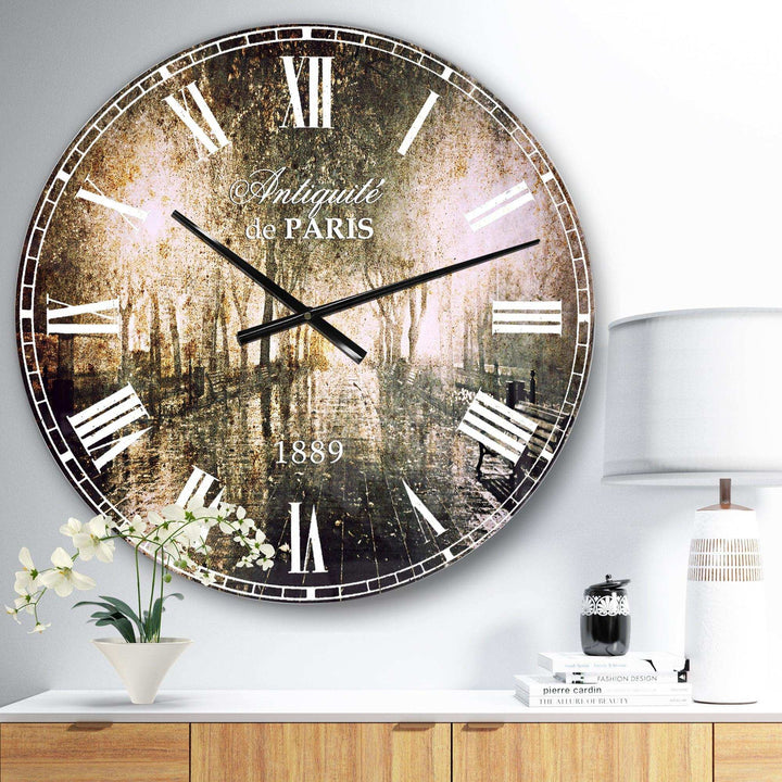 Night Alley with Lights - Landscapes Metal Wall Clock