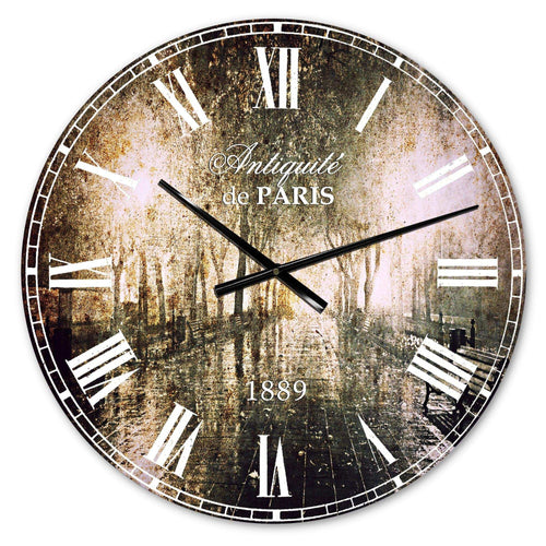 Night Alley with Lights - Landscapes Metal Wall Clock