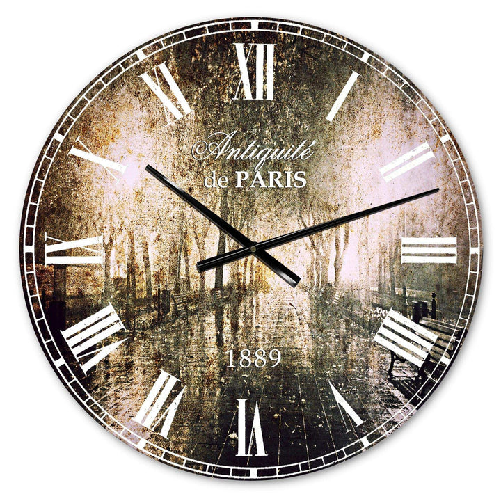 Night Alley with Lights - Landscapes Metal Wall Clock
