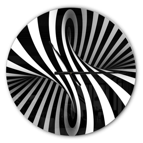 Black and White Spiral - Abstract Metal Wall Clock