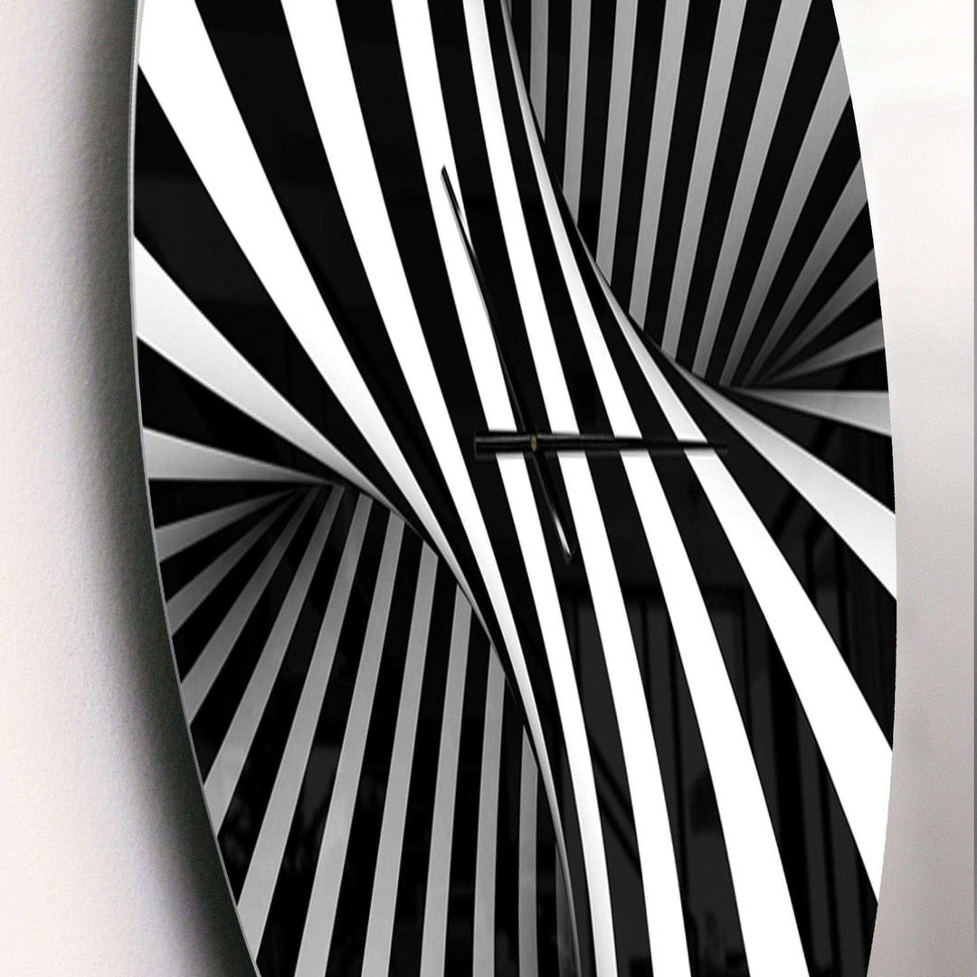 Black and White Spiral - Abstract Metal Wall Clock