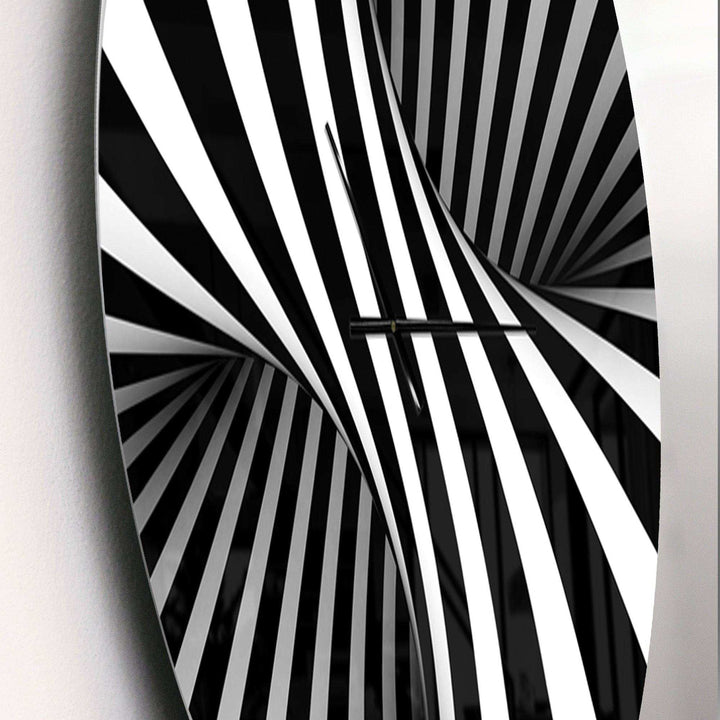 Black and White Spiral - Abstract Metal Wall Clock