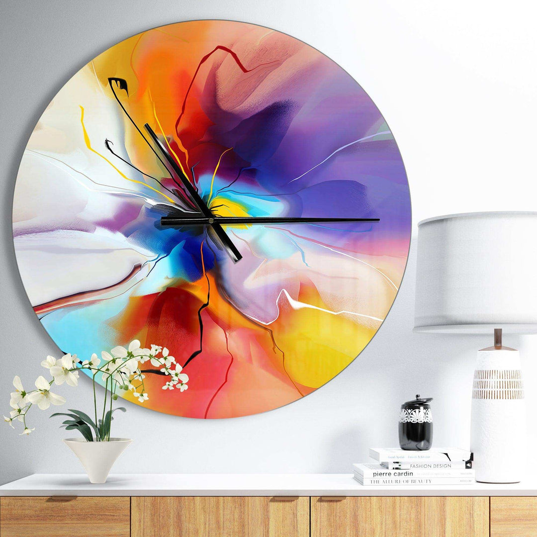 Creative Flower in Multiple Colors - Abstract Metal Wall Clock