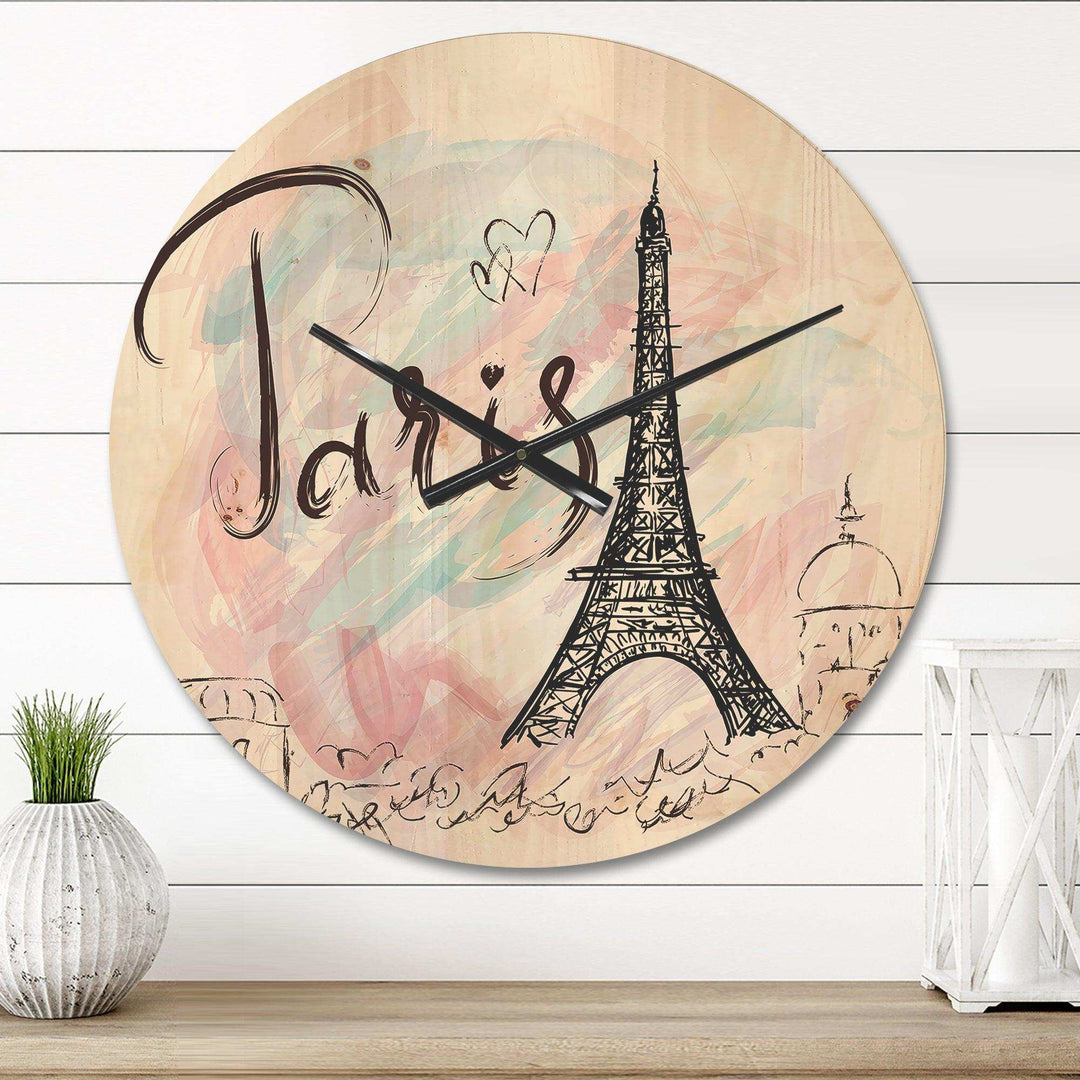 with Paris Eiffel Tower - Architecture Metal Wall Clock