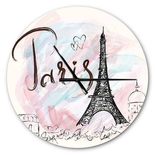 with Paris Eiffel Tower - Architecture Metal Wall Clock