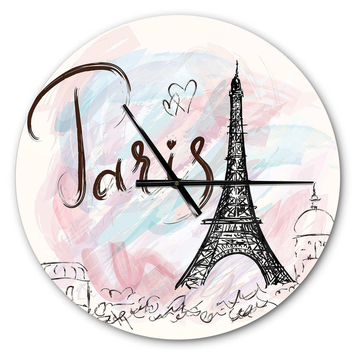 with Paris Eiffel Tower - Architecture Metal Wall Clock