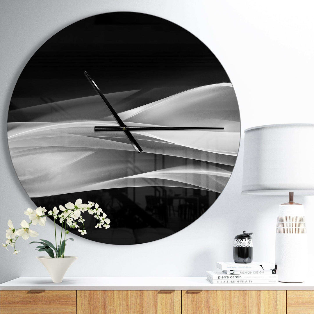 Glittering Silver Pattern - Abstract Metal Wall Clock