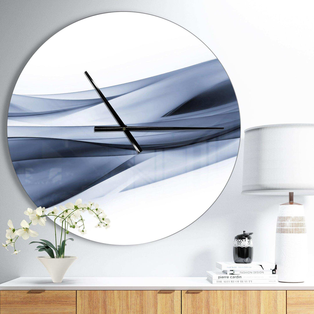 Glittering Light Blue Pattern - Abstract Metal Wall Clock