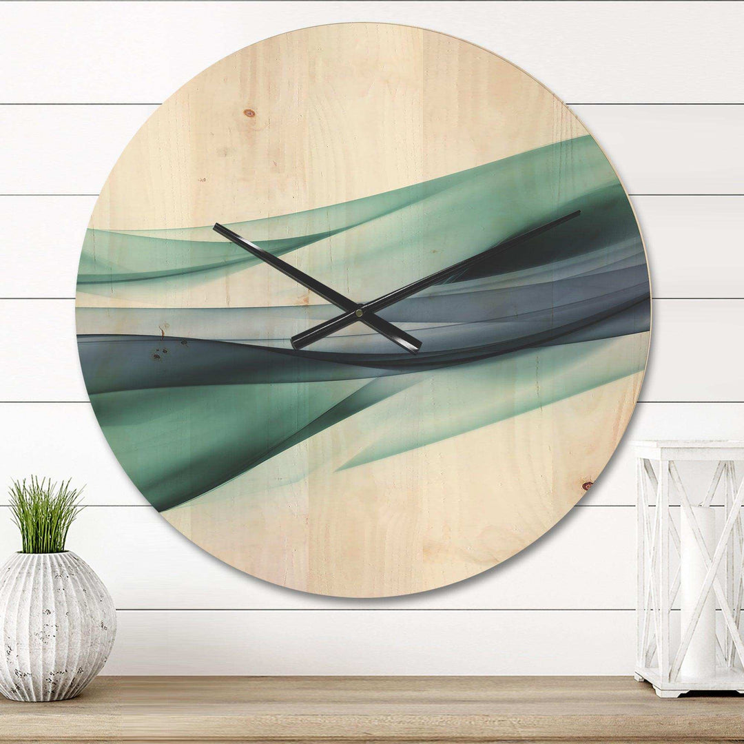 Fractal Lines Grey Blue - Abstract Metal Wall Clock