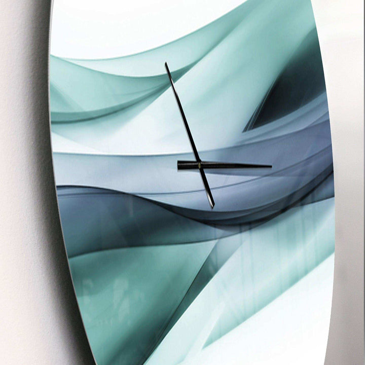 Fractal Lines Grey Blue - Abstract Metal Wall Clock