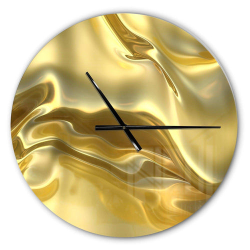Golden Cloth Texture - Abstract Metal Wall Clock