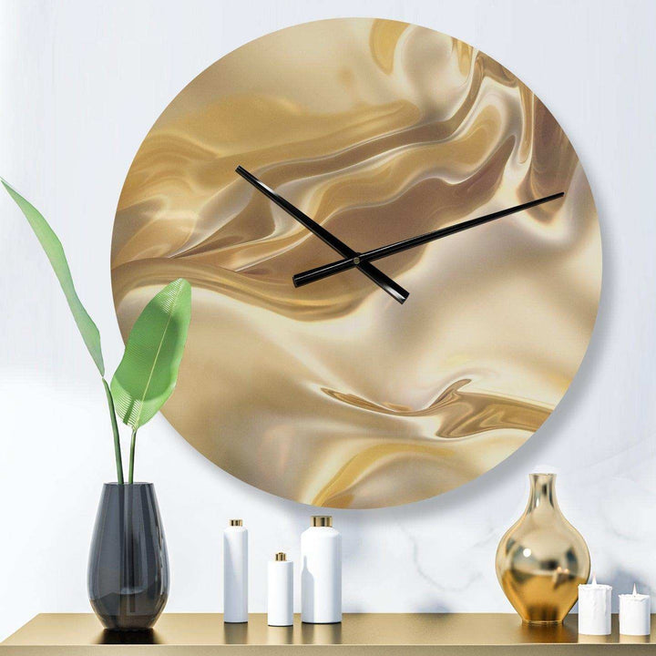 Golden Cloth Texture - Abstract Metal Wall Clock