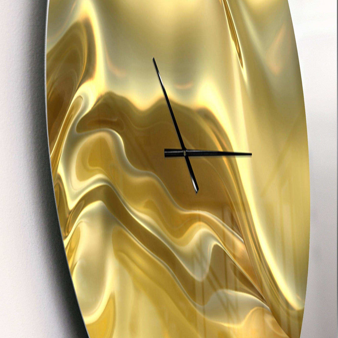 Golden Cloth Texture - Abstract Metal Wall Clock