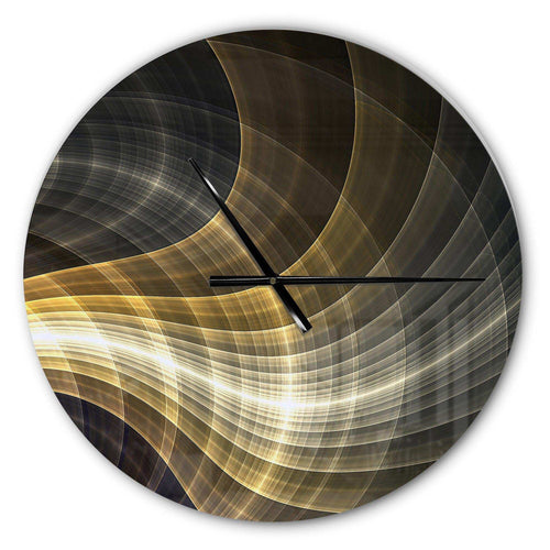Yellow Fractal Light Art - Abstract Metal Wall Clock