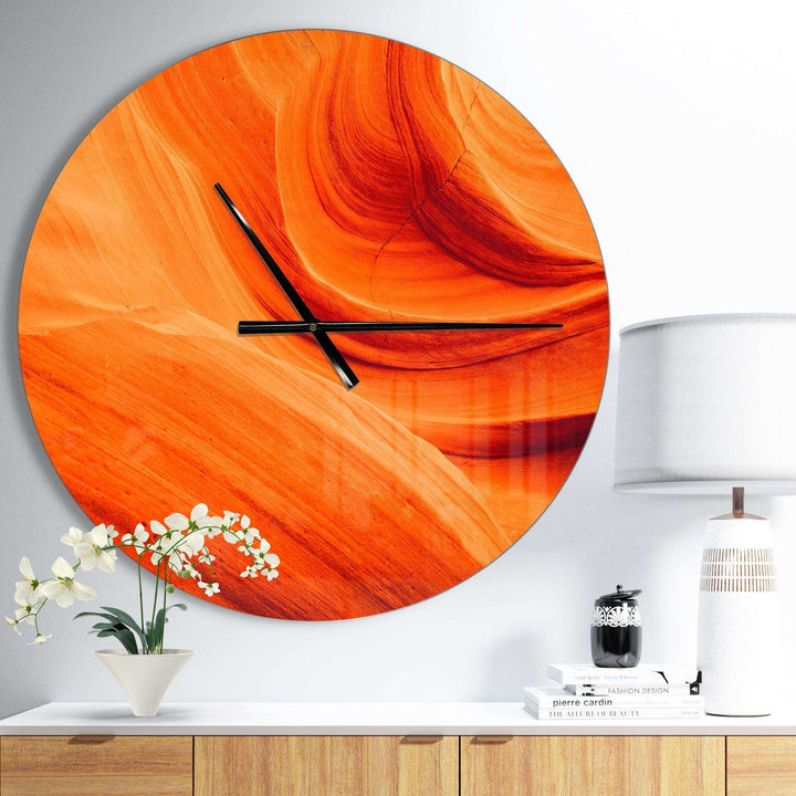 Orange Upper Antelope Canyon - Landscapes Metal Wall Clock