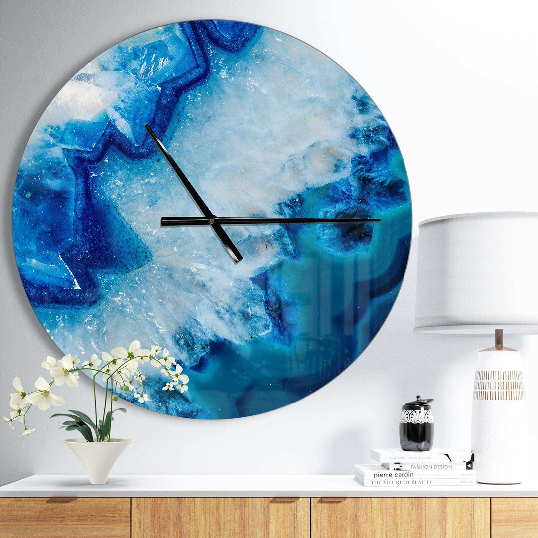 Geode Slice Macro - Abstract Metal Wall Clock