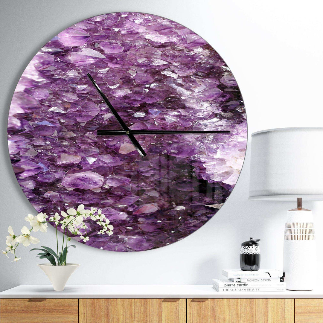Purple Precious Stones - Abstract Metal Wall Clock