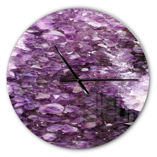 Purple Precious Stones - Abstract Metal Wall Clock