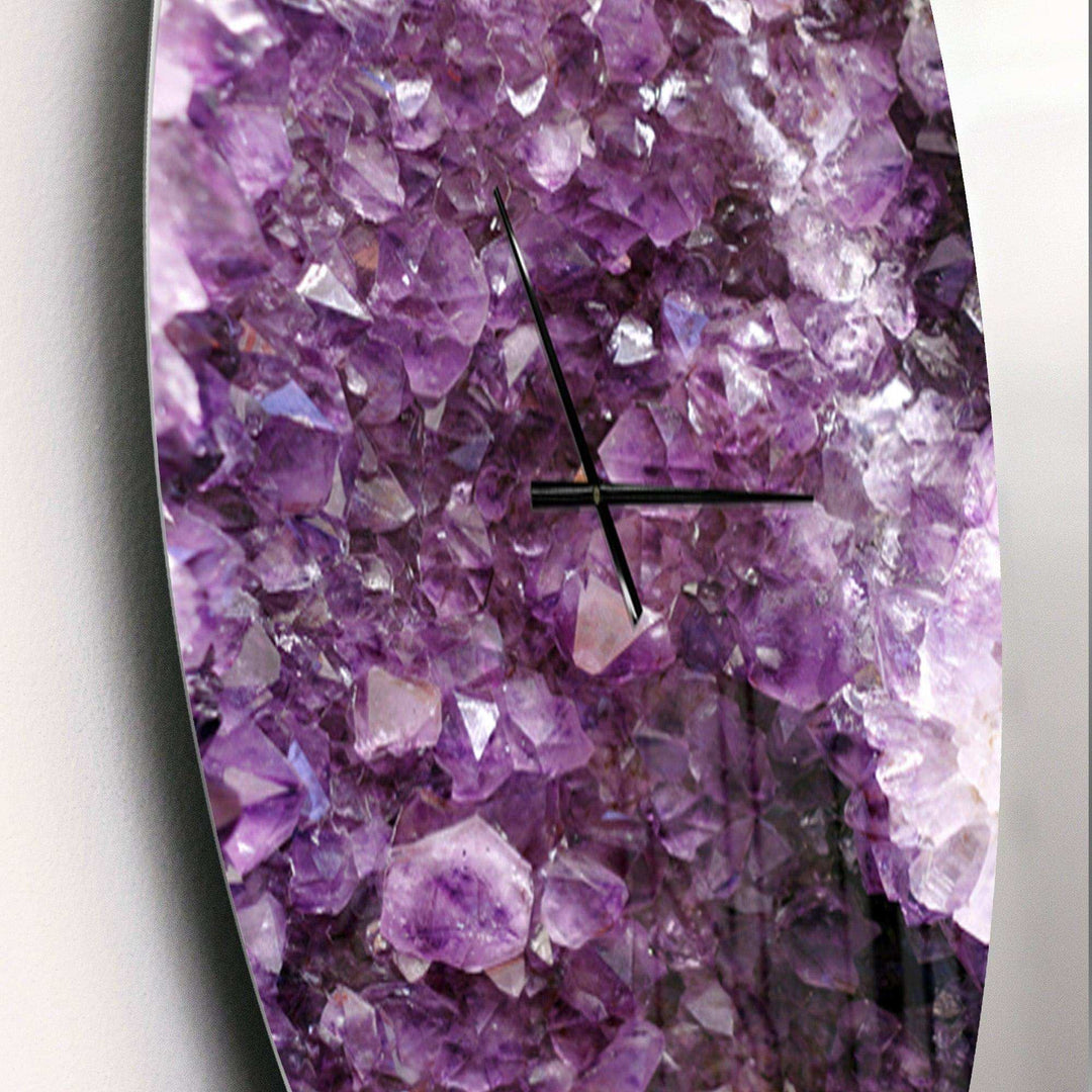 Purple Precious Stones - Abstract Metal Wall Clock