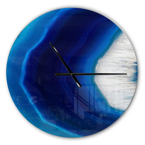 Blue Agate Crystal - Abstract Metal Wall Clock