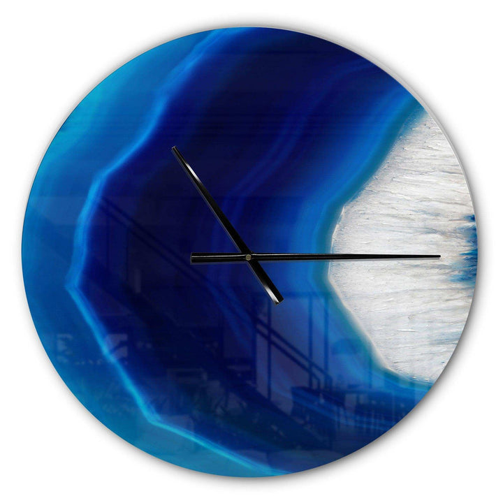 Blue Agate Crystal - Abstract Metal Wall Clock
