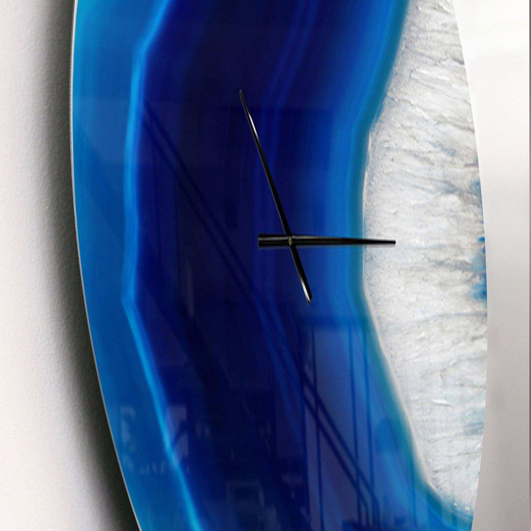 Blue Agate Crystal - Abstract Metal Wall Clock
