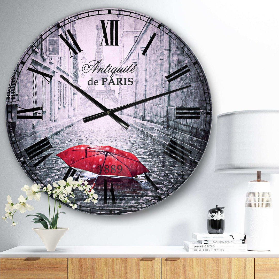 Eiffel View from Paris Street - Architecture Metal Wall Clock