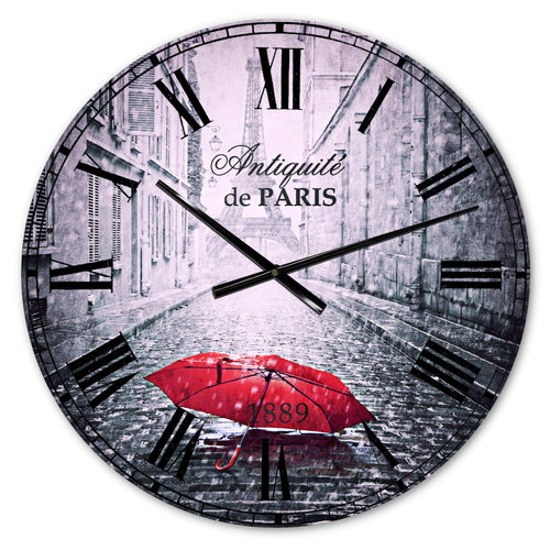Eiffel View from Paris Street - Architecture Metal Wall Clock