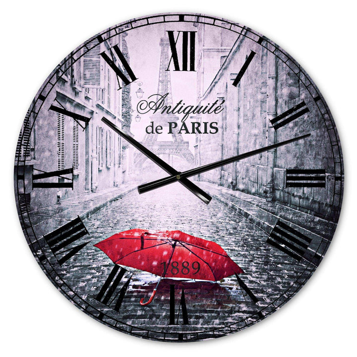 Eiffel View from Paris Street - Architecture Metal Wall Clock
