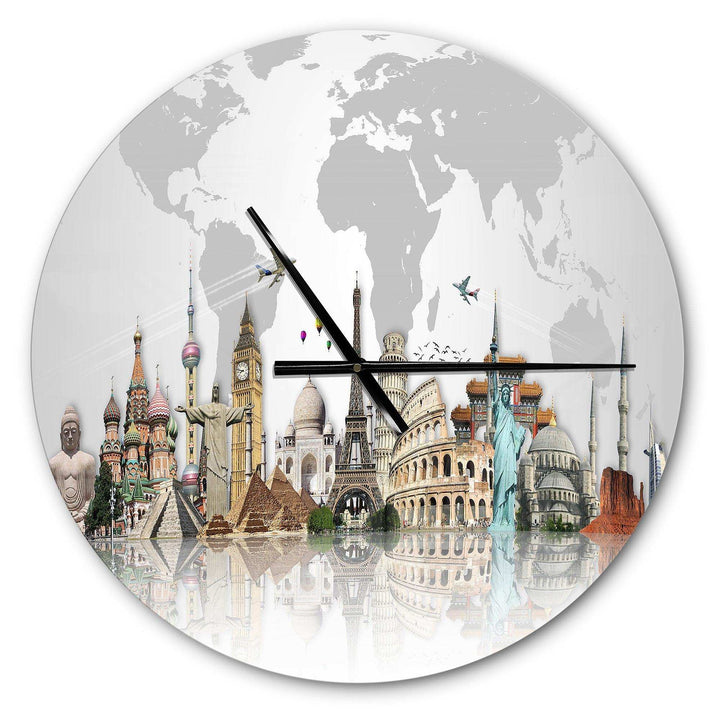 Famous Monuments Across World - Architecture Metal Wall Clock